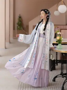 2022 נשים שמלת hanfu מזרחי ריקוד תלבושות סינית מסורתית עתיקה פרחוני שמלת הבמה בשמלה hanfu