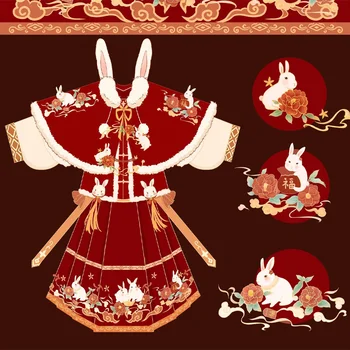 3 צבעים שושלת מינג נשים Hanfu השמלה 4Pc הסינית מסורתית בסגנון פני סוס חצאית להגדיר ארנב אלגנטי שמלות נסיכה