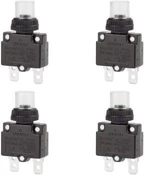 3Amp מפסקי זרם תרמי מתג Protector88Series ManualPush ButtonReset withQuickConnectTerminals ו WaterproofButtonCap