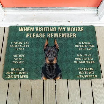 3D אנא זכור ' ר דוברמן כלבים חוקי הבית שטיחון Slip שאינם הדלת מחצלות עיצוב מרפסת שטיח