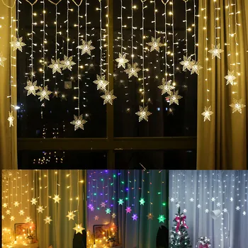 3M פתיתי שלג חג המולד אור וילון LED מחרוזת אגדות אורות מהבהבים אורות המנורה תפאורה חג המולד מסיבת החג בבית Decore