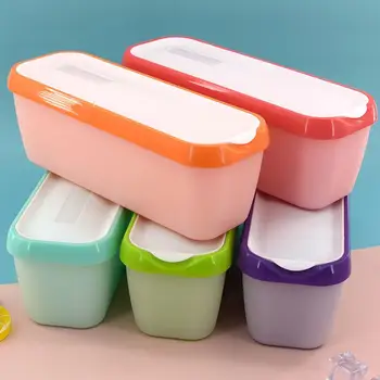 4 צבעים מלבני גלידה ג ' קוזי מיכל אחסון לשימוש חוזר גלידה קופסה תוצרת בית גלידה Sorbets יוגורטים אחסון D8V3