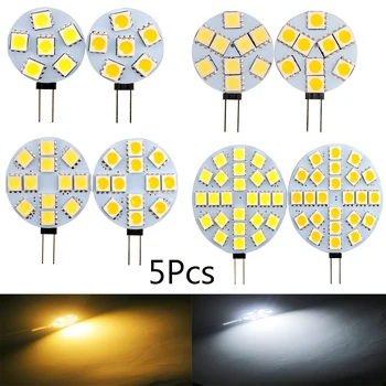 5Pcs LED מנורת נורת G4-180 מעלות DC12V 5050 SMD 5W 2.4 1.8 W W 1.2 W חמים אור לבן קר להחליף מנורת הלוגן