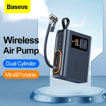 Baseus אלחוטית מדחס אוויר מתנפח Pump כפול גליל חשמלי צמיגים Inflator עבור רכב אופנוע אופניים משאבת אוויר בצמיגים.