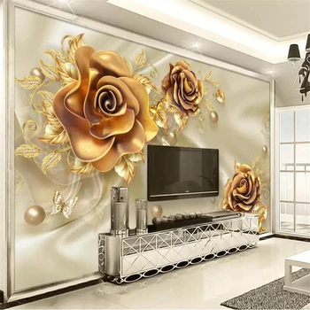 beibehang טפט מותאם אישית 3d ציור יוקרה תכשיטי זהב פרח משי תכשיטים הטלוויזיה רקע קיר הסלון, חדר השינה 3d טפט