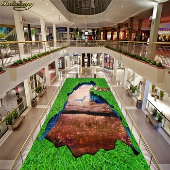 beibehang תמונה מותאמת אישית הרצפה ציור טפט דביק סיפור היער ממלכת החיות 3D 3D ציור קומה הציור