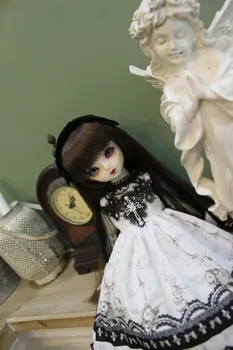BJD בגדי בובה מתאים 1-4 1-6 גודל אופנתי שמלת שמלה שחורה עם כיסוי הראש בובה אביזרים