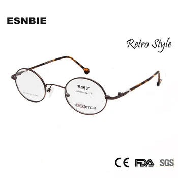 ESNBIE בציר משקפיים גברים קטנים מתכת עגול משקפיים מסגרות לנשים זכוכית אופטיות מרשם למשקפי Oculos דה grau