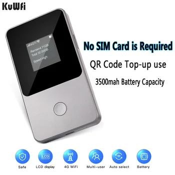 KuWfi נייד 4G נתב 150Mbps כיס מיני נתב אלחוטי נייד Wifi חיצוני מודם 3500mah עד 8 מכשירים ללא כרטיס Sim צריך