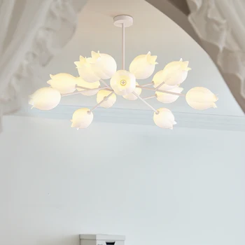 LED מודרנית נברשות לבן ברזל מסגרת אור G9 הנורה סלון, חדר השינה, חדר האוכל שליטה מרחוק תליון נברשת
