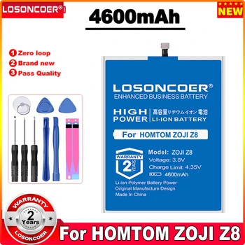 LOSONCOER 4600mAh ZOJI Z8 החלפת סוללות HOMTOM ZOJI Z8 5.0 אינץ MTK6750 טלפון חכם, סוללה+כלים חינם