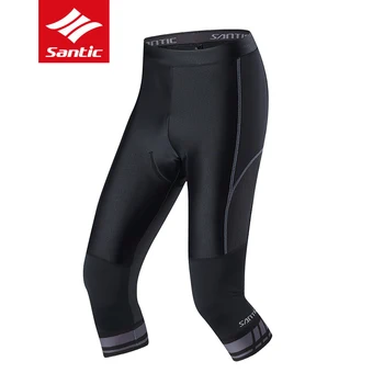 Santic Mens רכיבה על אופניים מכנסיים קצרים Coolmax 4D מרופדות, יבש מהירה MTB אופני כביש מכנסיים קצרים אנטי UV, אנטי-זיעה מכסה את הברך אופניים קצרים.