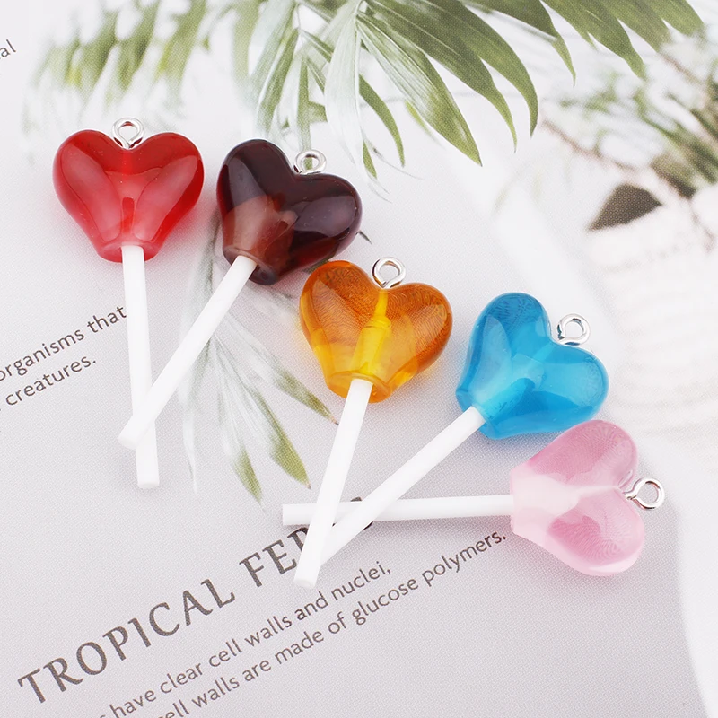 10Pcs סוכר ממתקים lollipop שרף קסמי Diy הממצאים Kawaii מחזיק מפתחות 3D תליון העגיל קסמים התכשיטים Suppplies