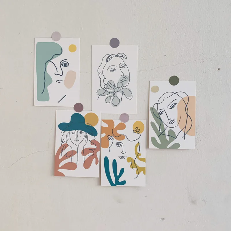 תוספות נורדי רטרו מופשט אמנות קישוט כרטיס בסגנון פשוט גלויה מצולמת אביזרים Diy מדבקת קיר כרטיסי ברכה