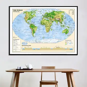 גודל A2 העולם הפיזי המפה 2010 Edition HD מודפסים ממוסגרים מפת קיר בסדר בד הציור חיים עיצוב חדר