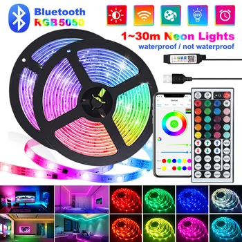 הוביל Stirp האור קישוט חדר חג המולד Bluetooth אורות ניאון RGB הקלטת SMD5050 צבע LED 1m-5m 10m-15 מטר 20m 30m Luces LED