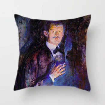 המפורסם ציור שמן נוי כריות כרית לכסות את הצעקה של אדוארד מונק דיוקן עצמי על הספה הספה בסלון בבית