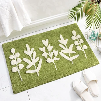 ירוק עלים נוהרים אמבטיה החלקה מיקרופייבר סופגת אמבטיה שטיח בית שמש כניסה דלת מחצלת סופר רך שטיח אמבטיה tapijt