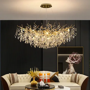 מודרני סניף תלוי תליון מנורת LED יוקרה קריסטל נברשות תאורה בסלון המלון, אולם הלובי עיצוב ההשעיה