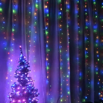 פיית LED מחרוזת אורות חג תאורת חג מולד קישוט גינה אורות חיצונית וילון גרלנד לויה מרחוק עיצוב חתונה