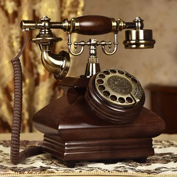 רטרו טלפון קבוע משק בית טלפון משרד יצירתיות כרטיס אלחוטי זקן המסתובב טלפון מעץ מלא קישוטים
