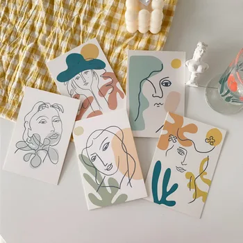 תוספות נורדי רטרו מופשט אמנות קישוט כרטיס בסגנון פשוט גלויה מצולמת אביזרים Diy מדבקת קיר כרטיסי ברכה